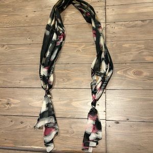 Scarf, black, pink and beige
